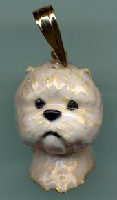 14K Gold and Enamel Large West Highland White Terrier Head ( Westie )
