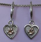 14K White Gold Heart Earrings with Yellow Puff Gold Paws 