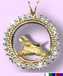 14K Gold Dog Jewelry Cocker Spaniel in Diamond Bezel