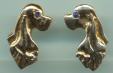 14K Gold Dog Jewelry Cocker Spaniel Earrings Heads with Sapphire Eyes