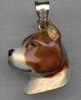 14K Gold Dog Jewelry American Staffordshire Head with Red and White Enamel and Diamond Bale