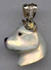 14K Gold Dog Jewelry American Staffordshire  White Enamel Head with Diamond Bale