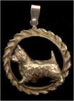14K Gold Dog Jewelry Australian Terrier in Classic Rope Bezel for Pin or Pendant