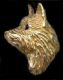 14K Gold Dog Jewelry Australian Terrier Small Head with Sapphire Eye