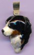 14K Gold with Enamel Artwork Small Bernese Mountain Dog Head 3/4 View