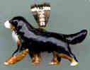 14K Gold Dog Jewelry Bernese Mountain Dog Large Trotting Enamfel with Diamond Bale