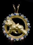 14K Gold Dog Jewelry Bichon Frise in Diamond and Sapphire Bezel