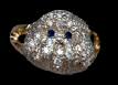 14K Gold Dog Jewelry Bichon Frise Head Ring Pave in Diamonds with Sapphire Eyes