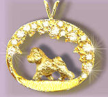 Your Bichon Frise Trotting in Our Exclusive 14K Gold Scene Bezel with 1.5 Carats of Brilliant Cut Diamonds