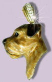 14K Gold Dog Jewelry Border Terrier Large Head Enamel with Diamond Bale