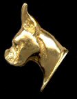 14K Gold Dog Jewelry Boxer Head Medium with Sapphire Eye