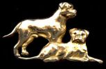 14K Gold Dog Jewelry Bullmastiffs Sitting and Lying