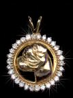14K Gold Dog Jewelry Bullmastiff Head in Diamond Bezel