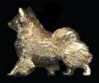 14K Gold Dog Jewelry Chihuahua  Long Coat Large Trotting for Necklace or Brooch