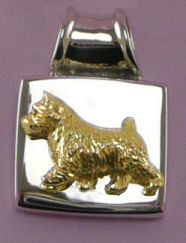 14K Gold or Sterling Sivler Trotting Dog Breed on Solid Sterling Square 
