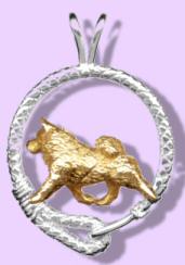 14K Gold or Sterling Silver Dog in Exclusive Leash