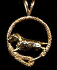 14K Gold Dog Jewelry Dachshund Wire in Leash Bezel