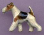 18K Gold and Enamel Large Trotting Wire Fox Terrier for Pin or Pendant