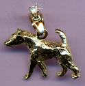 14K Gold Small Smooth Fox Terrier with Full Cut Diamond in Bail