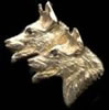 14K Gold Dog Jewelry German Shepherd Double Head with Sapphire Eyes