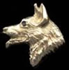 14K Gold Dog Jewelry German Shepherd Single Head with Sapphire Eye