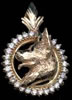 14K Gold Dog Jewelry German Shepherd Small Head with Sapphire Eye in Diamond Bezel