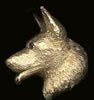 14K Gold Dog Jewelry German Shepherd Large Head with Sapphire Eye