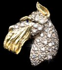 14K Gold Dog Jewelry Giant Schnauzer Head Pave