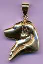 14K Gold Dog Jewelry Golden Retriever  Head Large Side View with Sapphire Eye