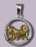 14K Gold Great Pyrenees Trotting in Sterling Double Circle