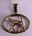 14K Pink Gold Irish Terrier in Yellow Gold Oval