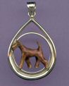 14K Gold Dog Jewelry Irish Terrier Enamel in Teardrop Bezel