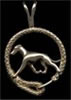 14K Gold Dog Jewelry Italian Greyhound in Leash Bezel