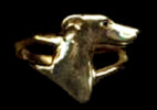 14K Gold Dog Jewelry Italian Greyhound Small Head Ring with Sapphire Eye