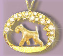 Lakeland Terrier Trotting in Our Exclusive 14K Gold Scene Bezel with 1.5 Carats of Brilliant Cut Diamonds