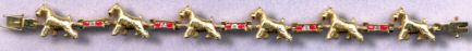 14K Gold Dog Jewelry Miniature Schnauzer Tennis Bracelet with Ruby and Diamond Links