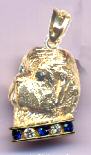 Newfoundland Jewelry - 14K Gold Newfoundland Head 3/4 View with Sapphire or Ruby and Diamond Collar