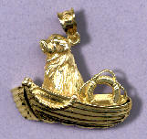 Newfoundland Jewelry - 14K Gold Newfoundland in Boat with Life Ring