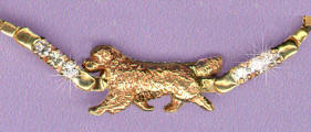 Newfoundland Jewelry - 14K Gold Dog Jewelry  Newfoundland Necklace with Diamond Bars