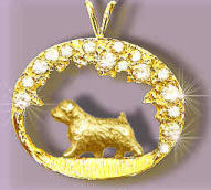 14K Gold Norfolk Terrier in Diamond Scene