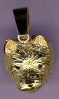 14K Gold Norwich Terrier Head Pendant with Sapphire Eyes