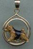 18K Gold Dog Jewelry Norwich Terrier Black and Tan Enamel in Teardrop Bezel