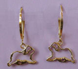 14K Gold Old English Sheepdog Earrings in Silhouette