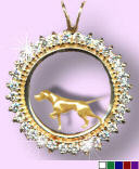 14K Gold Pointer Trotting in Diamonds and Gemstones