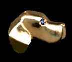 14K Gold Dog Jewelry Pointer Small Head with Sapphire Eye for Pin or Pendant