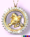 14K Gold Toy Poodle in Diamond and Gemstone Circle