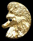 14K Gold or Sterling Silver Side View Poodle Head with Sapphire Eye