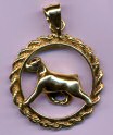 14K Gold Dog Jewelry Rottweiler Trotting in Rope Bezel