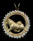 14K Gold Dog Jewelry Samoyed  in Diamond Bezel
