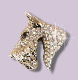 14K Gold Large Scottish Terrier Head Pavé in Full Cut Brilliant Diamonds with Black Diamond Eye